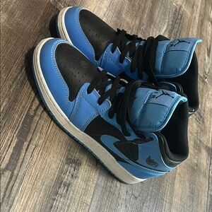 Nike Air Jordan Black and Blue High-Top Sneakers
